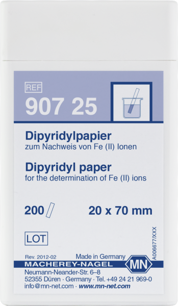 Qualitative Dipyridyl paper for Iron: 2 mg/L Fe²⁺