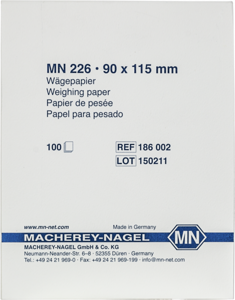 Weighing paper MN 226, transparent, Block, 9 cm x 11.5 cm, 100 sheets