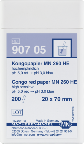 Qualitative pH test paper Congo paper MN 260 HE, pH: 5.0–3.0