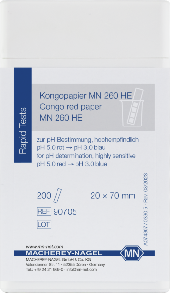 Qualitative pH test paper Congo paper MN 260 HE, pH: 5.0–3.0