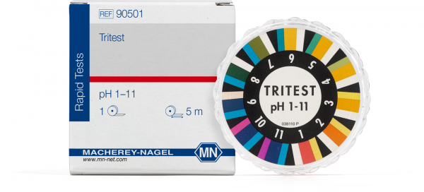 pH test paper Tritest pH 1–11, with three indicator zones