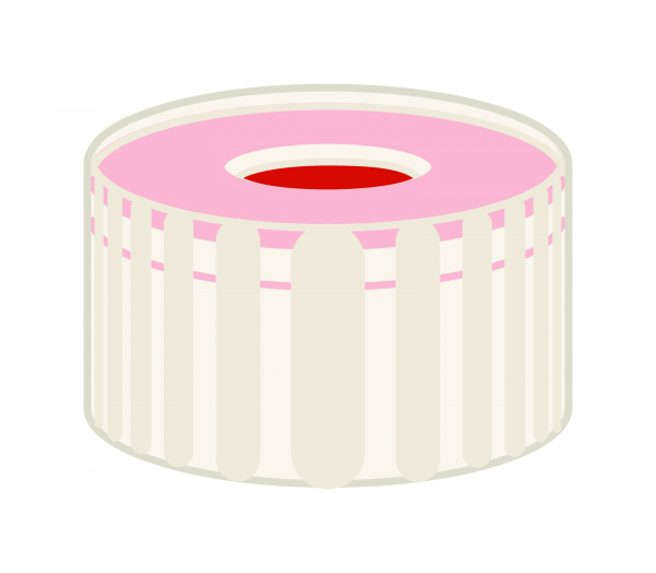 Screw closure, N 9, PP, transp., center hole,PTFE red/Silicone w./PTFE red,1.0mm