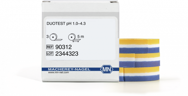 pH test paper Duotest pH 1.0–4.3, with two indicator zones, refill pack