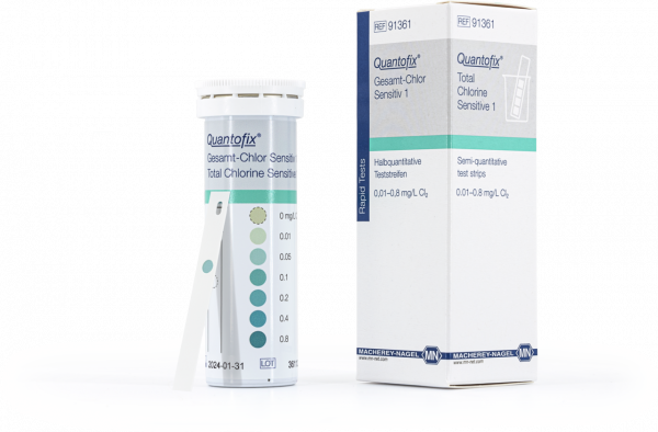 Semi-quantitative test strips QUANTOFIX Total Chlorine Sensitive 1