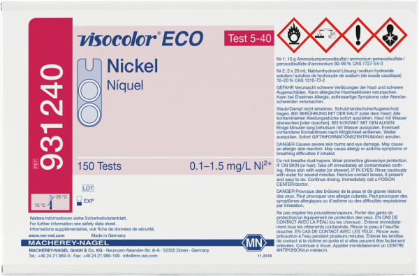 Colorimetric test kit VISOCOLOR ECO Nickel, refill pack
