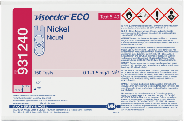 Colorimetric test kit VISOCOLOR ECO Nickel, refill pack
