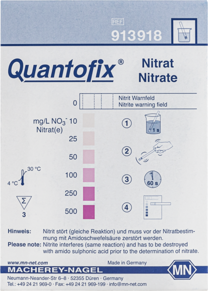 Semi-quantitative test strips QUANTOFIX Nitrate, test sets