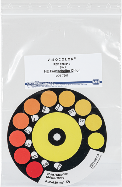 Color comparison disc for VISOCOLOR HE Chlorine free + total