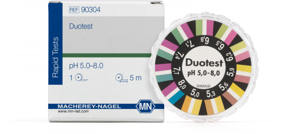 pH test paper Duotest pH 5.0–8.0, with two indicator zones