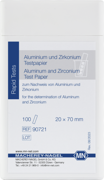 Qualitative Aluminum/Zirconium test paper, 10 mg/L Al³⁺ / 20 mg/L Zr⁴⁺