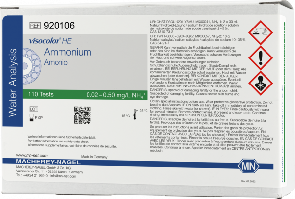 Colorimetric test kit VISOCOLOR HE Ammonium, refill pack