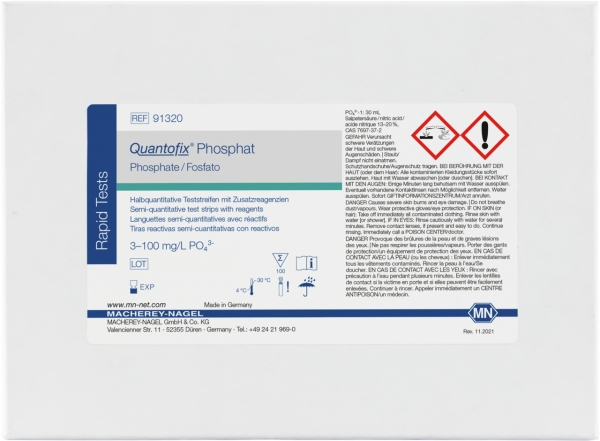 Semi-quantitative test strips QUANTOFIX Phosphate