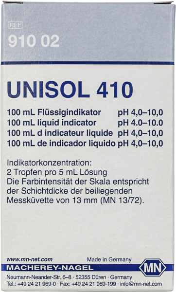 Colorimetric reagents UNISOL 410 for pH 4−10