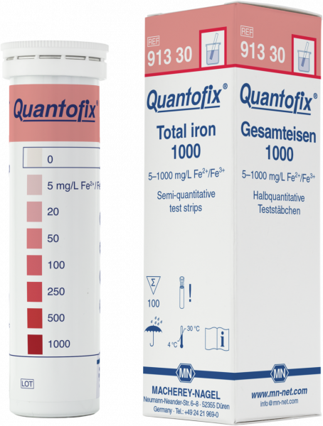 Semi-quantitative test strips QUANTOFIX Total iron 1000