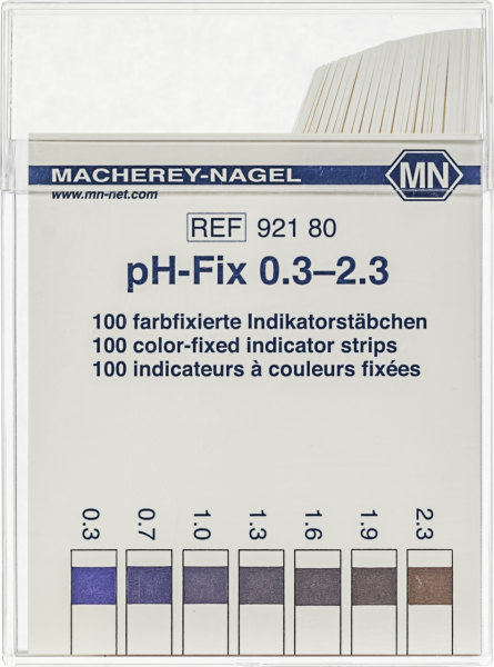 pH test strips, pH‑Fix 0.3–2.3, fixed indicator