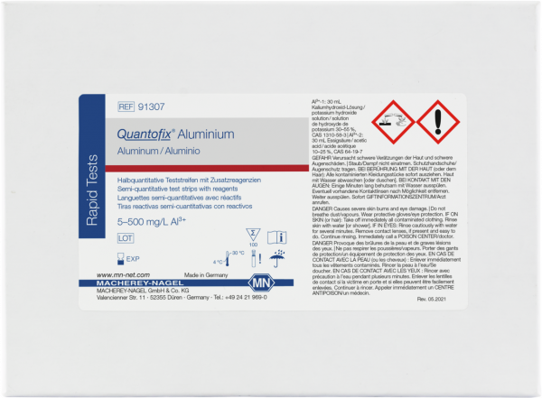 Semi-quantitative test strips QUANTOFIX Aluminum