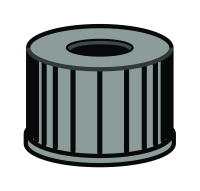 Screw closure, N 8, PP, black, center hole, no liner Screw closure, N 8, PP, black, center hole, no liner