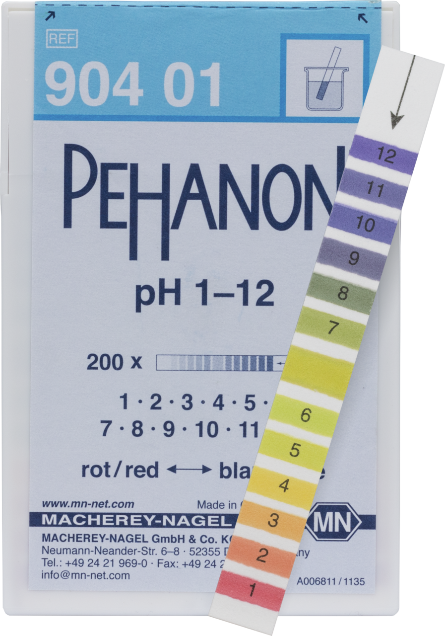 pH test strips, PEHANON 112, for colored samples, MN MACHEREYNAGEL