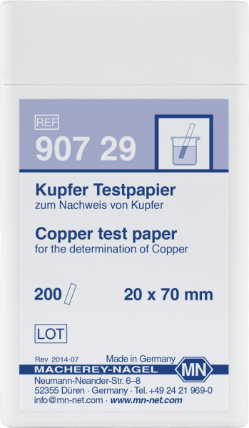 Qualitative Copper test paper for Copper: 20 mg/L Cu²⁺