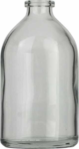Crimp neck vial, N 20, 51.6x94.5 mm,100.0 mL,flat bott.,flat neck, clear,3rd cl.