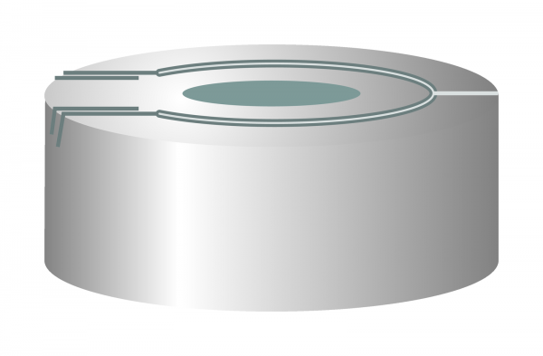 Crimp closure, N 20, alu.,pressure rel., center hole,Butyl gray/PTFE gray,3.0mm