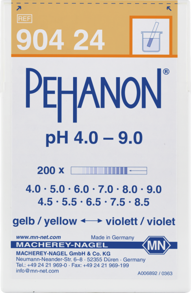 pH test strips, PEHANON 4.0–9.0, for colored samples