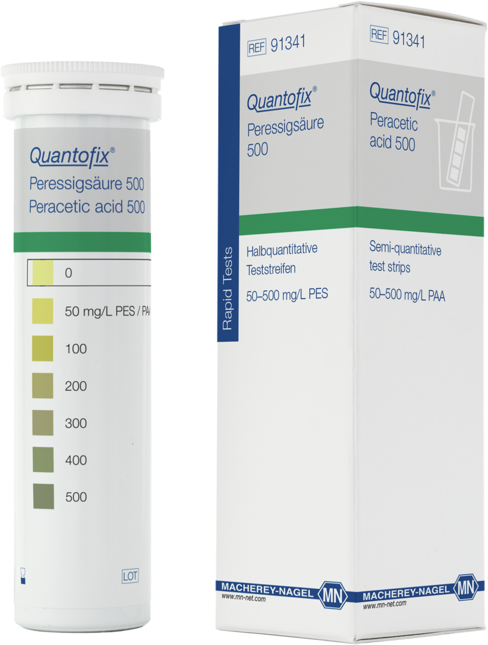 Semiquantitative test strips QUANTOFIX Peracetic acid 500, MN