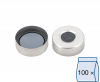 Crimp closure, N 20, alu., center hole,Butyl d. gray/PTFE gray,high purity,3.0mm Crimp closure, N 20, alu., center hole,Butyl d. gray/PTFE gray,high purity,3.0mm