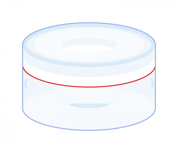 Snap ring closure, N 11, PE(hard),transp.,center hole,Silicone w./PTFE red,1.0mm