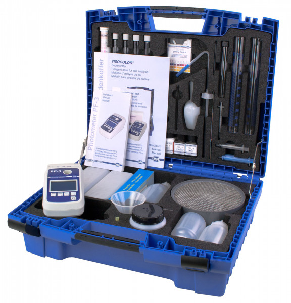 VISOCOLOR Reagent case for soil analysis with PF‑3 Soil, with accessories