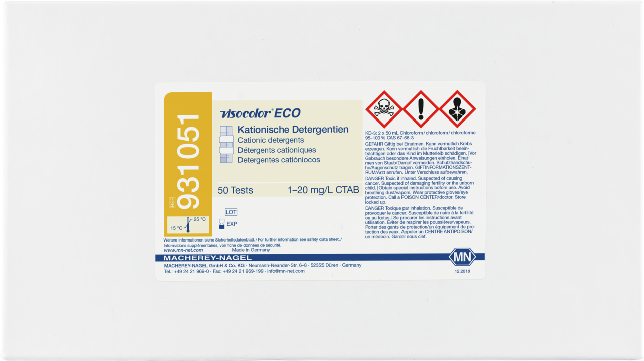 Colorimetric test kit VISOCOLOR ECO Detergents cationic MACHEREYNAGEL