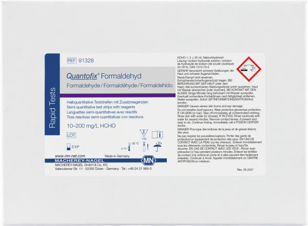 Semi-quantitative test strips QUANTOFIX Formaldehyde