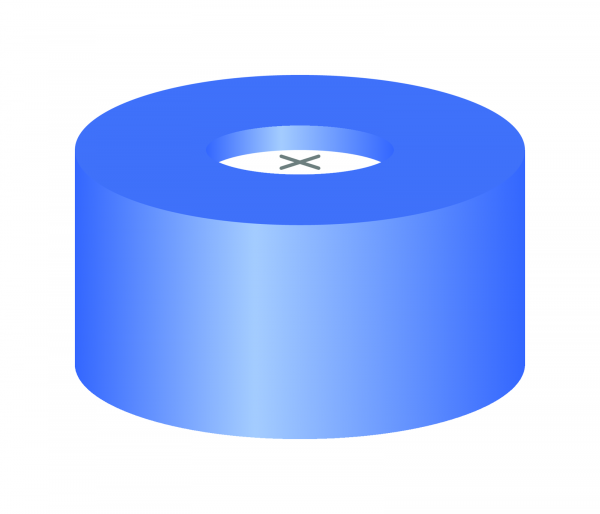 Snap ring closure, N 11,PE(hard),blue, c.hole,Sil. w./PTFE blue,cross-slit,1.0mm