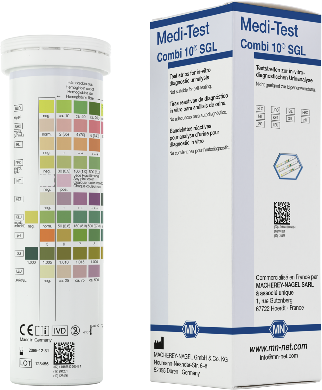 Urine test strips, MediTest Combi 10 SGL, MACHEREYNAGEL, MN
