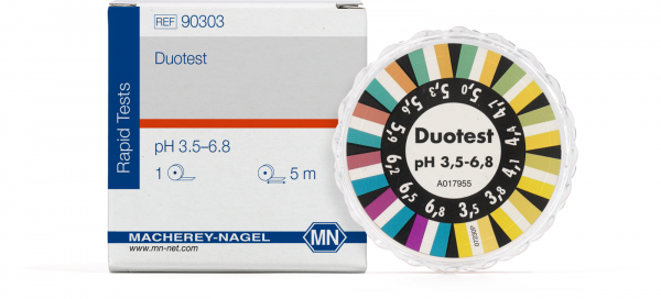 pH test paper Duotest pH 3.5–6.8, with two indicator zones