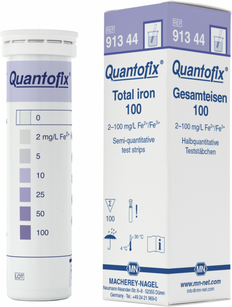 Semi-quantitative test strips QUANTOFIX Total iron 100
