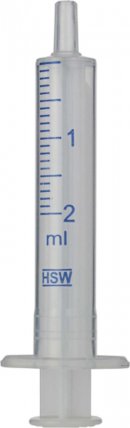 Disposable syringes with Luer tip made of polypropylene, 2 mL