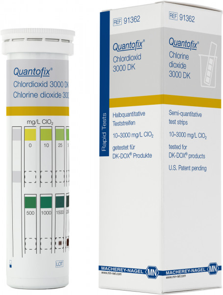 Semi-quantitative test strips QUANTOFIX Chlorine dioxide 3000 DK