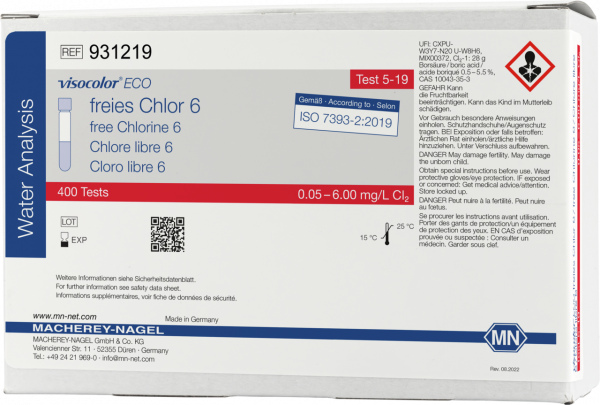 Colorimetric test kit VISOCOLOR ECO Free chlorine 6, refill ...