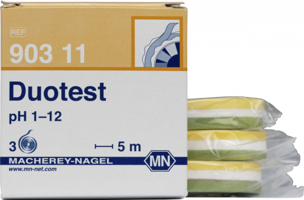 pH test paper Duotest pH 1–12, with two indicator zones, refill pack