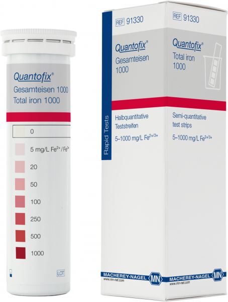 Semi-quantitative test strips QUANTOFIX Total iron 1000