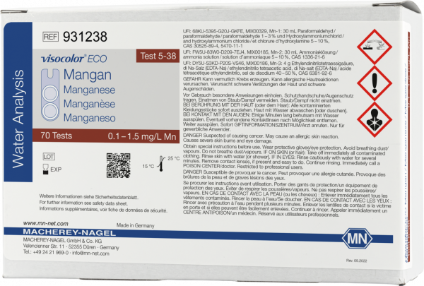 Colorimetric test kit VISOCOLOR ECO Manganese, refill pack