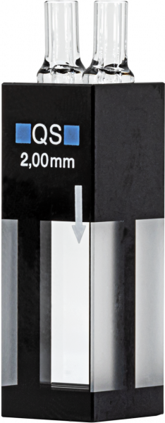 Flow cuvette, quartz glass, 2 mm