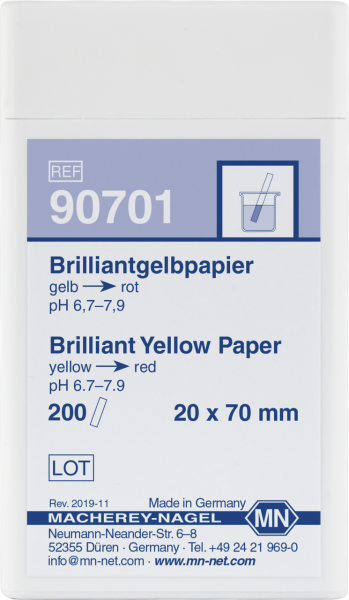 Qualitative pH test paper Brilliant yellow paper, pH: 6.7–7.9