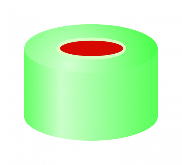 Crimp closure, N 11, alu., green,center hole,PTFE red/Silicone w./PTFE red,1.0mm