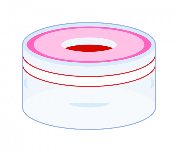 Snap ring closure, N 11, PE(hard), tr., c.hole,PTFE red/Silic. w./PTFE red,1.0mm