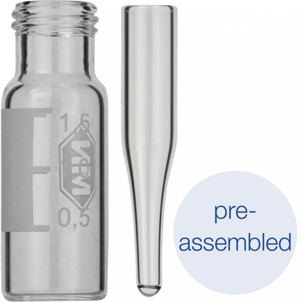Screw neck vial, N 9 (702283) with assembled conical insert (702813)