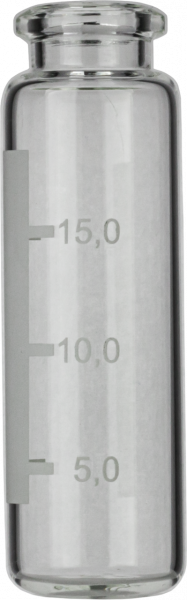 Crimp neck vial, N 20, 23.0x75.5 mm,20.0 mL,label,rounded bottom,bev. neck,clear