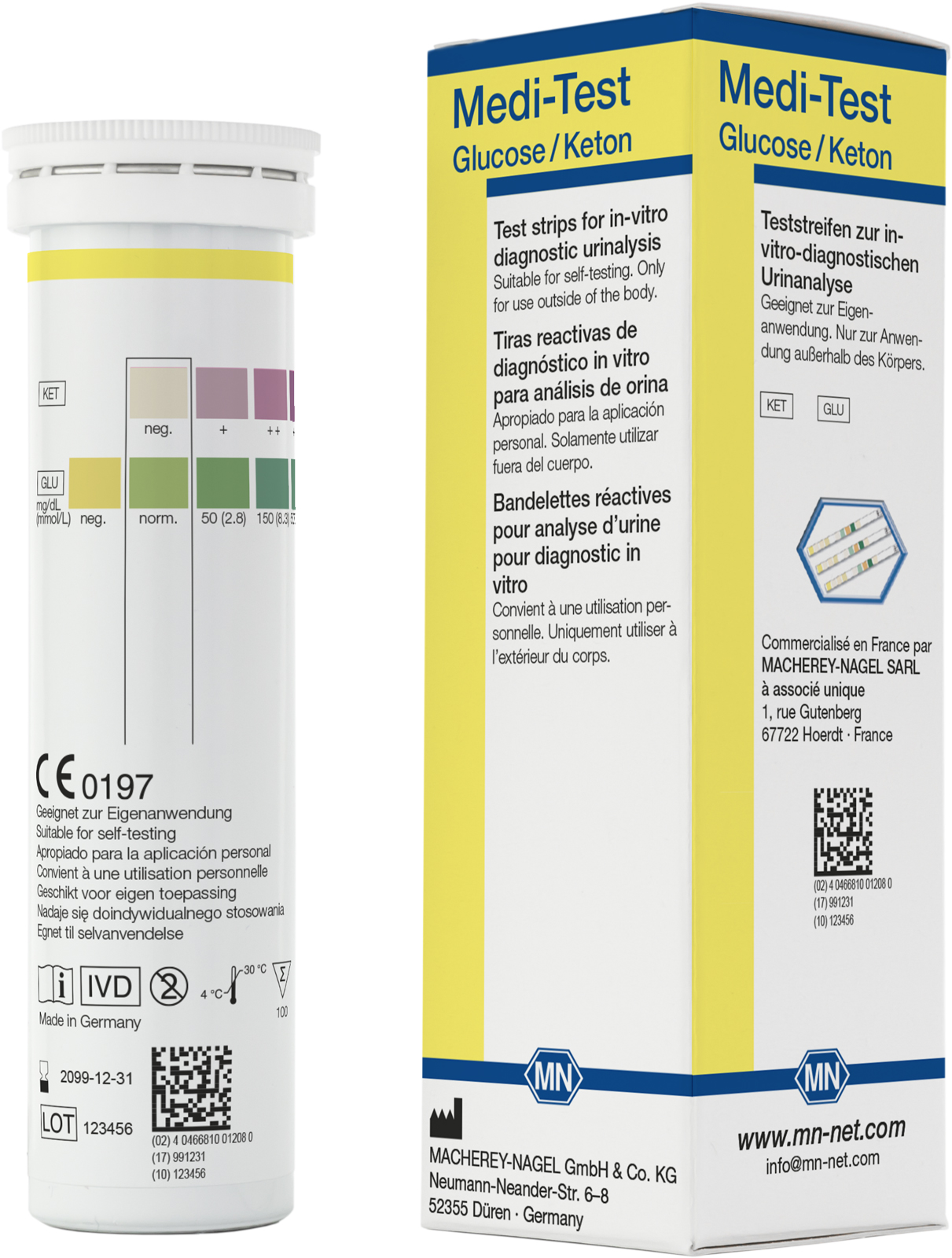 Urine test strips, MediTest Glucose/Ketone, MACHEREYNAGEL, MN