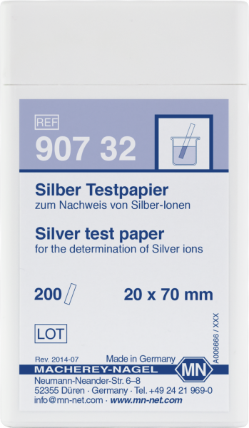 Qualitative Silver test paper for Silver: 20 mg/L Ag⁺